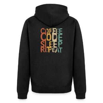 Coffee Code Sleep Repeat – Developer Design - Unisex Premium Organic Zip Hoodie - black - Back - Nico (187cm)