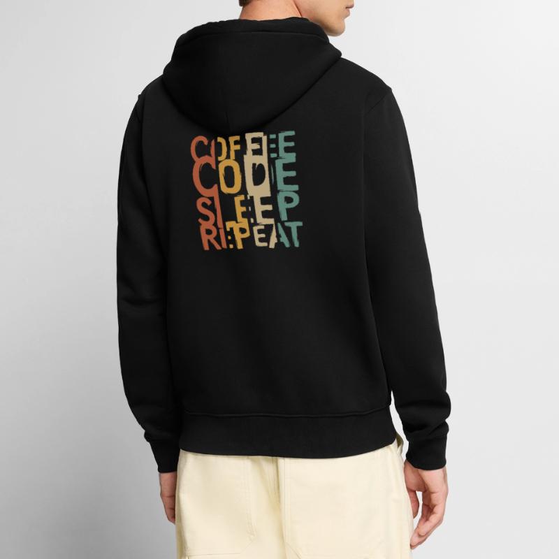 Coffee Code Sleep Repeat – Entwickler Design Unisex Premium Bio Zip Hoodie