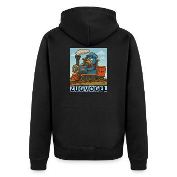 Zugvogel by Rico Beck - Unisex Premium Bio Zip Hoodie - Schwarz - Hinten - Nico (187cm)
