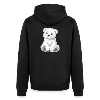 Polar Bear Illustration – Arctic Animal Motif - Unisex Premium Organic Zip Hoodie - black - Back - Nico (187cm)