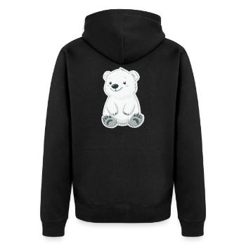 Polarbär Illustration – Arktisches Tiermotiv - Unisex Premium Bio Zip Hoodie - Schwarz - Hinten - Nico (187cm)