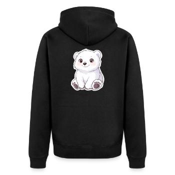 Polarbär Illustration – Arktisches Tiermotiv - Unisex Premium Bio Zip Hoodie - Schwarz - Hinten - Nico (187cm)