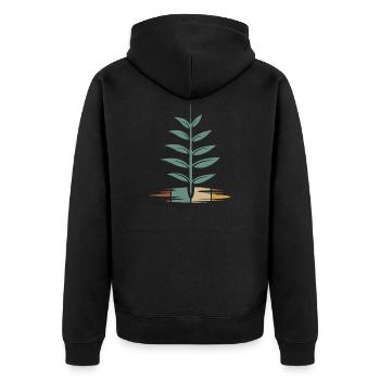 arbre vintage avec des feuilles - Retro Nature Icon - Veste à capuche bio Premium Unisexe - noir - Dos - Nico (187cm)
