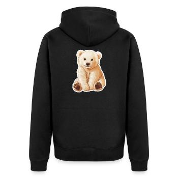 Polarbär Illustration – Arktisches Tiermotiv - Unisex Premium Bio Zip Hoodie - Schwarz - Hinten - Nico (187cm)