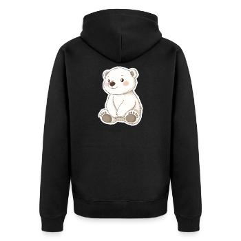 Polarbär Illustration – Arktisches Tiermotiv - Unisex Premium Bio Zip Hoodie - Schwarz - Hinten - Nico (187cm)