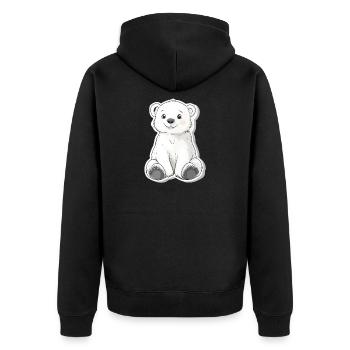 Polarbär Illustration – Arktisches Tiermotiv - Unisex Premium Bio Zip Hoodie - Schwarz - Hinten - Nico (187cm)