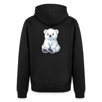 Polarbär Illustration – Arktisches Tiermotiv - Unisex Premium Bio Zip Hoodie - Schwarz - Hinten - Nico (187cm)