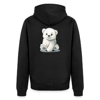 Polarbär Illustration – Arktisches Tiermotiv - Unisex Premium Bio Zip Hoodie - Schwarz - Hinten - Nico (187cm)