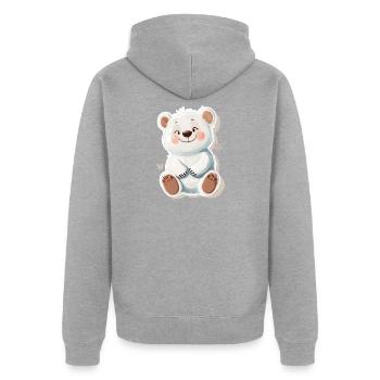 Ours mignon – Idée cadeau pour les fans de forêt et d’animaux - Veste à capuche bio Premium Unisexe - gris chiné - Dos - Nico (187cm)