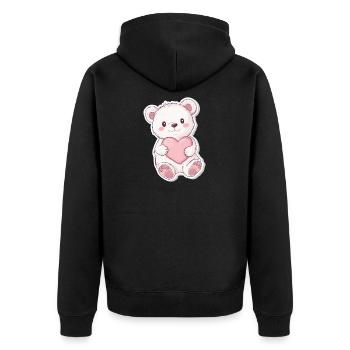 Süßer Bär – Geschenkidee für Wald- & Tierfans - Unisex Premium Bio Zip Hoodie - Schwarz - Hinten - Nico (187cm)