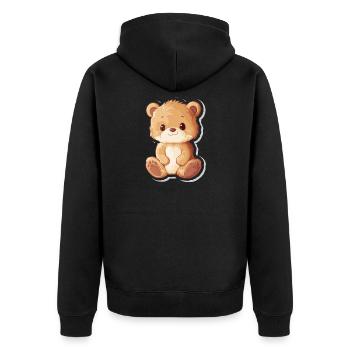 Süßer Bär – Geschenkidee für Wald- & Tierfans - Unisex Premium Bio Zip Hoodie - Schwarz - Hinten - Nico (187cm)