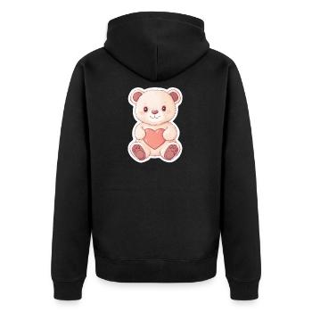 Süßer Bär – Geschenkidee für Wald- & Tierfans - Unisex Premium Bio Zip Hoodie - Schwarz - Hinten - Nico (187cm)