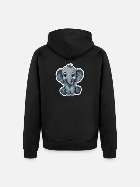 Süßer Elefant – Geschenkidee für Tierfreunde - Unisex Premium Bio Zip Hoodie - Schwarz