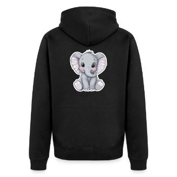 Elefant - Unisex Premium Bio Zip Hoodie - Schwarz - Hinten - Nico (187cm)