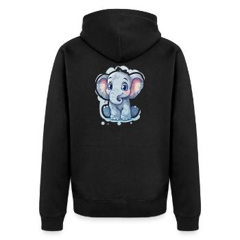Elefant - Unisex Premium Bio Zip Hoodie - Schwarz - Hinten - Nico (187cm)