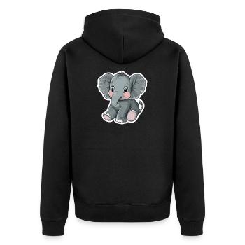 Elefant - Unisex Premium Bio Zip Hoodie - Schwarz - Hinten - Nico (187cm)