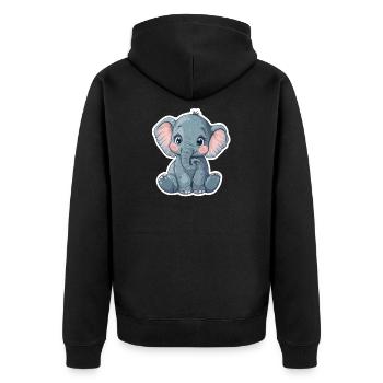 Elefant - Unisex Premium Bio Zip Hoodie - Schwarz - Hinten - Nico (187cm)