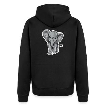 Elefant - Unisex Premium Bio Zip Hoodie - Schwarz - Hinten - Nico (187cm)