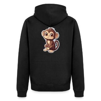 Monkey Cute Monkey Gift for Monkey Fans - Unisex Premium Organic Zip Hoodie - black - Back - Nico (187cm)