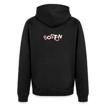 Boston Kochschürze - Unisex Premium Bio Zip Hoodie - Schwarz - Hinten - Nico (187cm)