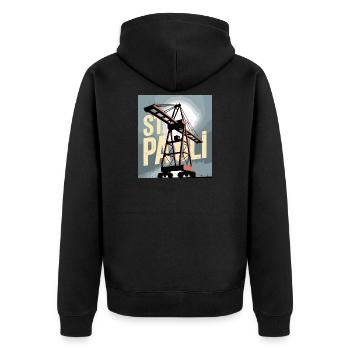 St. Pauli, Hambourg, Port, Port, Grue, Nostalgie - Veste à capuche bio Premium Unisexe - noir - Dos - Nico (187cm)