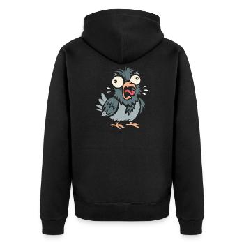 Lustige Taube als comic und cartoon für Vogelfans - Unisex Premium Bio Zip Hoodie - Schwarz - Hinten - Nico (187cm)