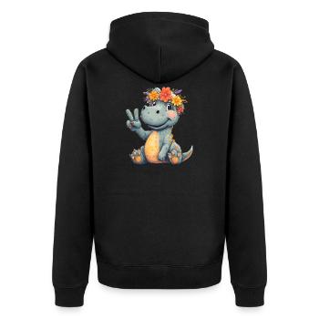 Dinosaure joyeux avec couronne de fleurs - Veste à capuche bio Premium Unisexe - noir - Dos - Nico (187cm)