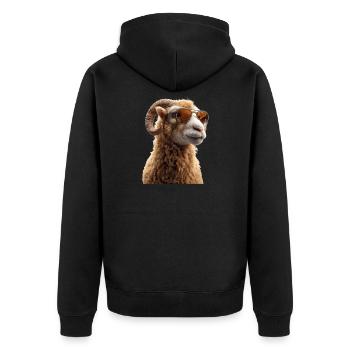 Widder Mufflon Aries Wilde Schafe Männliches Schaf - Unisex Premium Bio Zip Hoodie - Schwarz - Hinten - Nico (187cm)