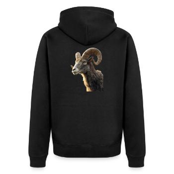 Aries mouflon Aries Wild Sheep Male Sheep - Unisex Premium Organic Zip Hoodie - black - Back - Nico (187cm)
