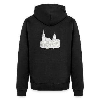 Schwarzenberg Erzgebirge Schloss - Unisex Premium Bio Zip Hoodie - Schwarz - Hinten - Nico (187cm)