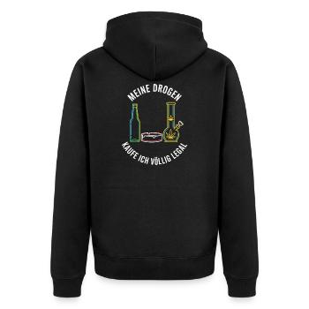 My drugs – completely legal! - Unisex Premium Organic Zip Hoodie - black - Back - Nico (187cm)