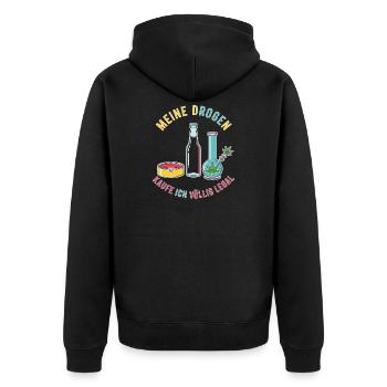 My drugs – completely legal! - Unisex Premium Organic Zip Hoodie - black - Back - Nico (187cm)