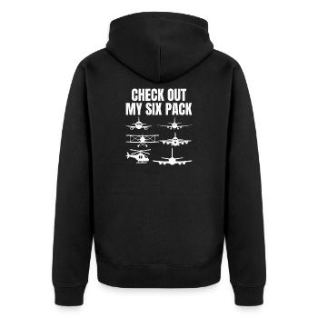 Check out my six Pack - Unisex Premium Organic Zip Hoodie - black - Back - Nico (187cm)