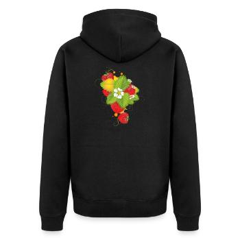 Red strawberries with juicy green and white flowers - Unisex Premium Organic Zip Hoodie - black - Back - Nico (187cm)
