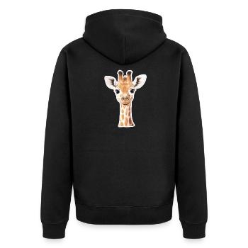 Giraffe - Unisex Premium Bio Zip Hoodie - Schwarz - Hinten - Nico (187cm)