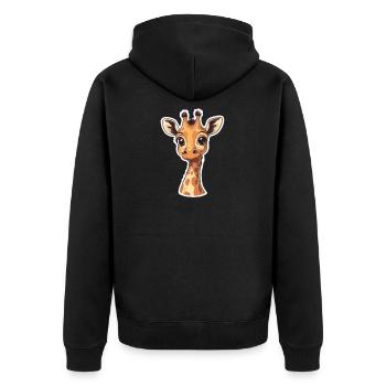 Giraffe - Unisex Premium Bio Zip Hoodie - Schwarz - Hinten - Nico (187cm)