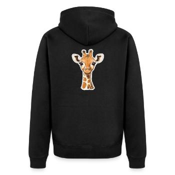 Giraffe - Unisex Premium Bio Zip Hoodie - Schwarz - Hinten - Nico (187cm)