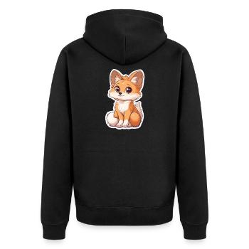 Fuchs - Unisex Premium Bio Zip Hoodie - Schwarz - Hinten - Nico (187cm)