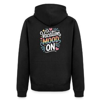 Vacation Mood On Sommer Festival Reise Club Urlaub - Unisex Premium Bio Zip Hoodie - Schwarz - Hinten - Nico (187cm)