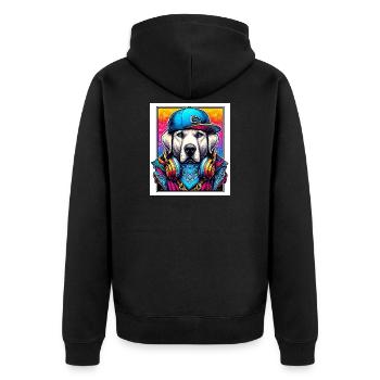 dog - Unisex Premium Organic Zip Hoodie - black - Back - Nico (187cm)