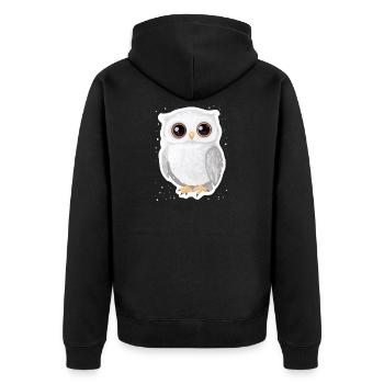 Eule - Unisex Premium Bio Zip Hoodie - Schwarz - Hinten - Nico (187cm)