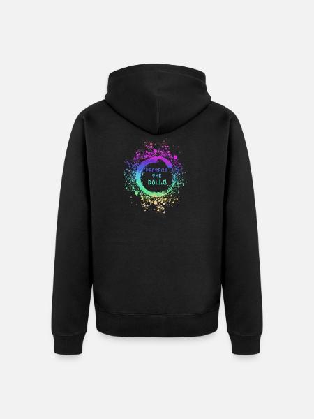 trans, pride, LGBT,regenbogen, protect the dolls - Unisex Premium Organic Zip Hoodie - black