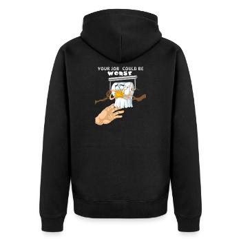 Toilet Roll Emergency your job could be worse  - Unisex Premium Organic Zip Hoodie - black - Back - Nico (187cm)