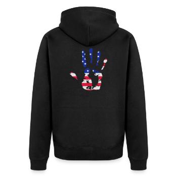 Empreinte de la main aux couleurs du drapeau américain - Veste à capuche bio Premium Unisexe - noir - Dos - Nico (187cm)