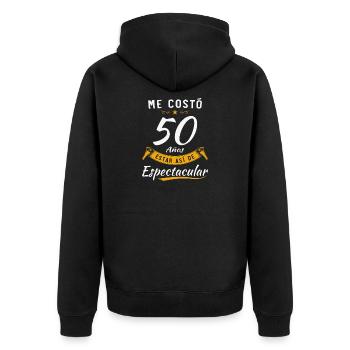 Il m’a fallu 50 ans pour être aussi spectaculaire - Veste à capuche bio Premium Unisexe - noir - Dos - Nico (187cm)