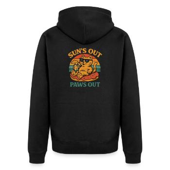 Sommer Katze - Unisex Premium Bio Zip Hoodie - Schwarz - Hinten - Nico (187cm)