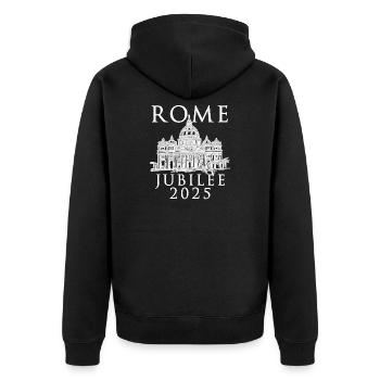Rome 2025 Jubilé et Vatican Saint-Pierre v4 - Veste à capuche bio Premium Unisexe - noir - Dos - Nico (187cm)