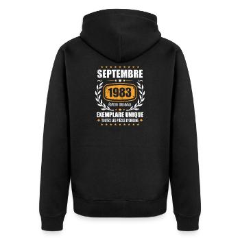 September 1983 Unique copy - September 1983 - Unisex Premium Organic Zip Hoodie - black - Back - Nico (187cm)