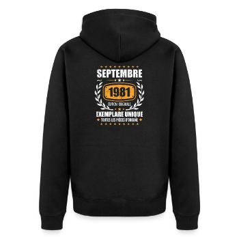 September 1981 Unique copy - September 1981 - Unisex Premium Organic Zip Hoodie - black - Back - Nico (187cm)