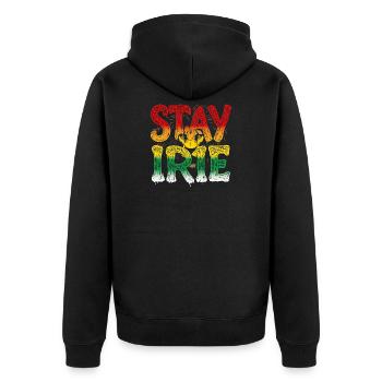 Rasta Lion Irie Vibes Chill Roots Jamaica - Unisex Premium Bio Zip Hoodie - Schwarz - Hinten - Nico (187cm)